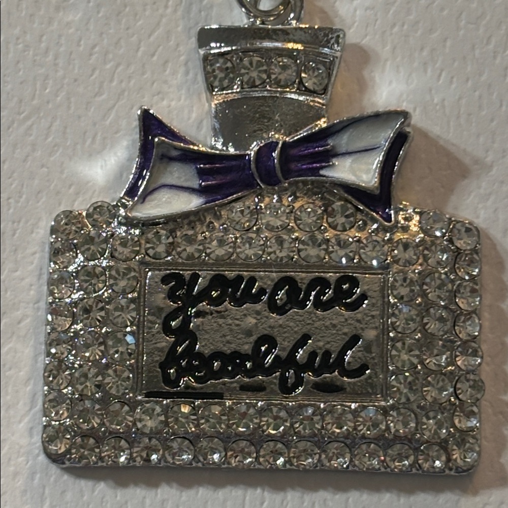 Silver “You Are Beautiful” Keychain/Bag Charm - Picture 2 of 2